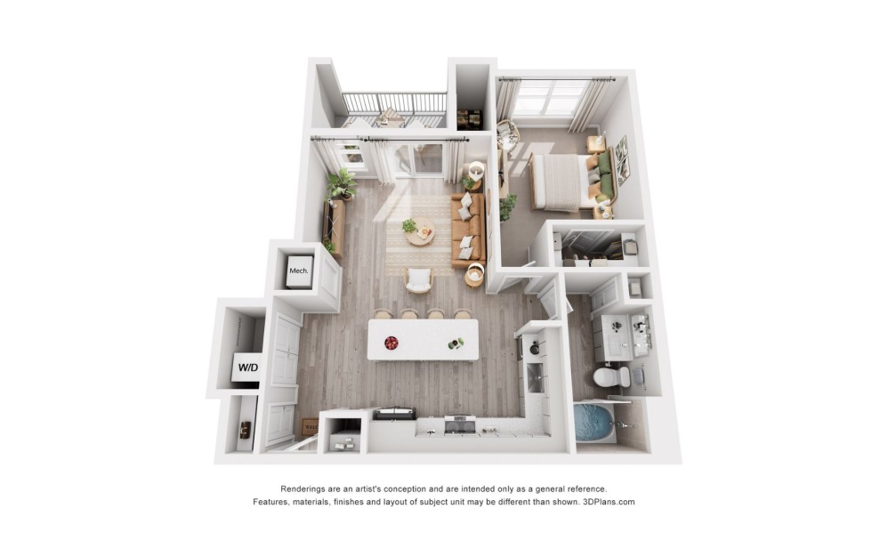 A5 - 1 bedroom floorplan layout with 1 bathroom and 786 square feet